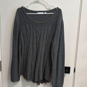 Kim Rogers Gray Cable Knit Scoop Neck Tunic Sweater